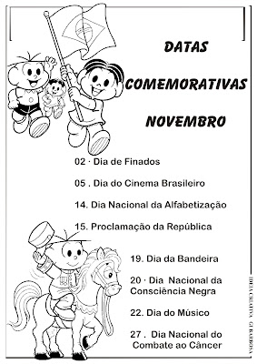 Datas Comemorativas Novembro Ilustração Turma da Mônica