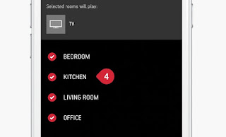 screen shot of sonos app grouping page