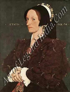 Margaret Wyatt, Lady Lee (c.1540) This portrait shows the sister of the Tudor poet Sir Thomas Wyatt aged 34 as the Latin inscription behind her indicates. It is typical of Holbein's late works in its three-quarter view, half-length pose, flat background and Latin inscription. 