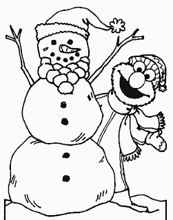 elmo with snowman 