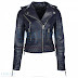 Biker Womens Navy Quilted Leather Jacket