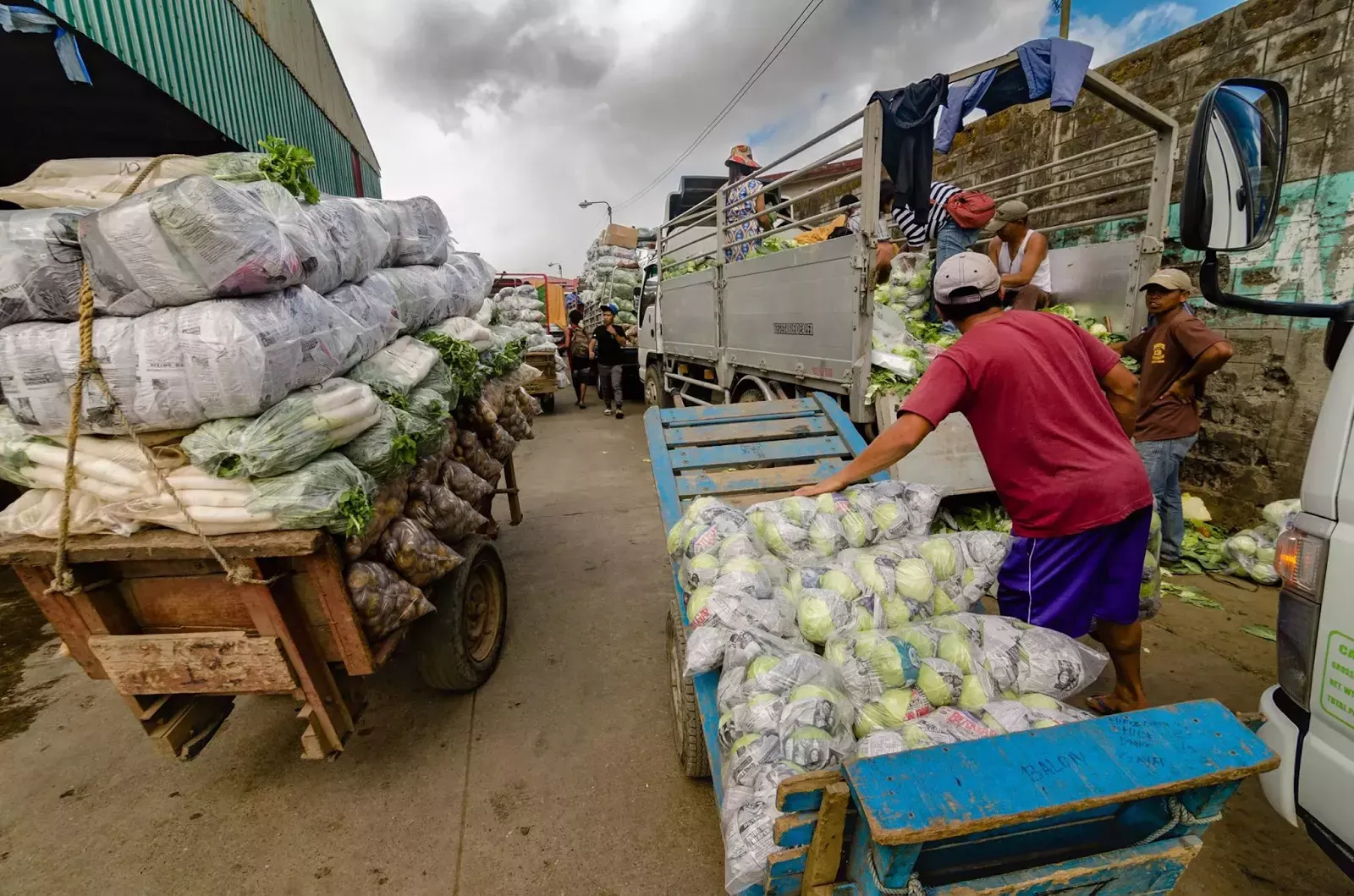 Fully Loaded Vegetable Produce Porter Carts Trading Post La Trinidad Benguet Cordillera Administrative Region Philippines