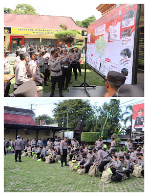 Pengamanan Pilkades Serentak Tahun 2022, Polres Blitar Kota Gelar Pasukan
