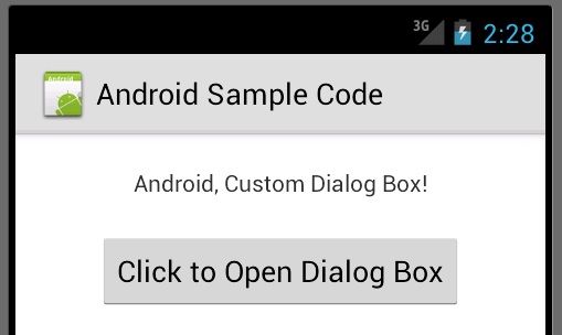 Android Custom Dialog Example code