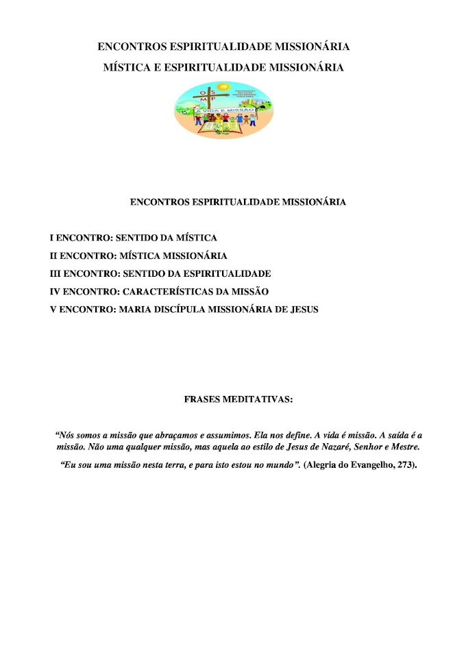 ENCONTROS ESPIRITUALIDADE MISSIONÁRIA. PROF. PAULO DAVID