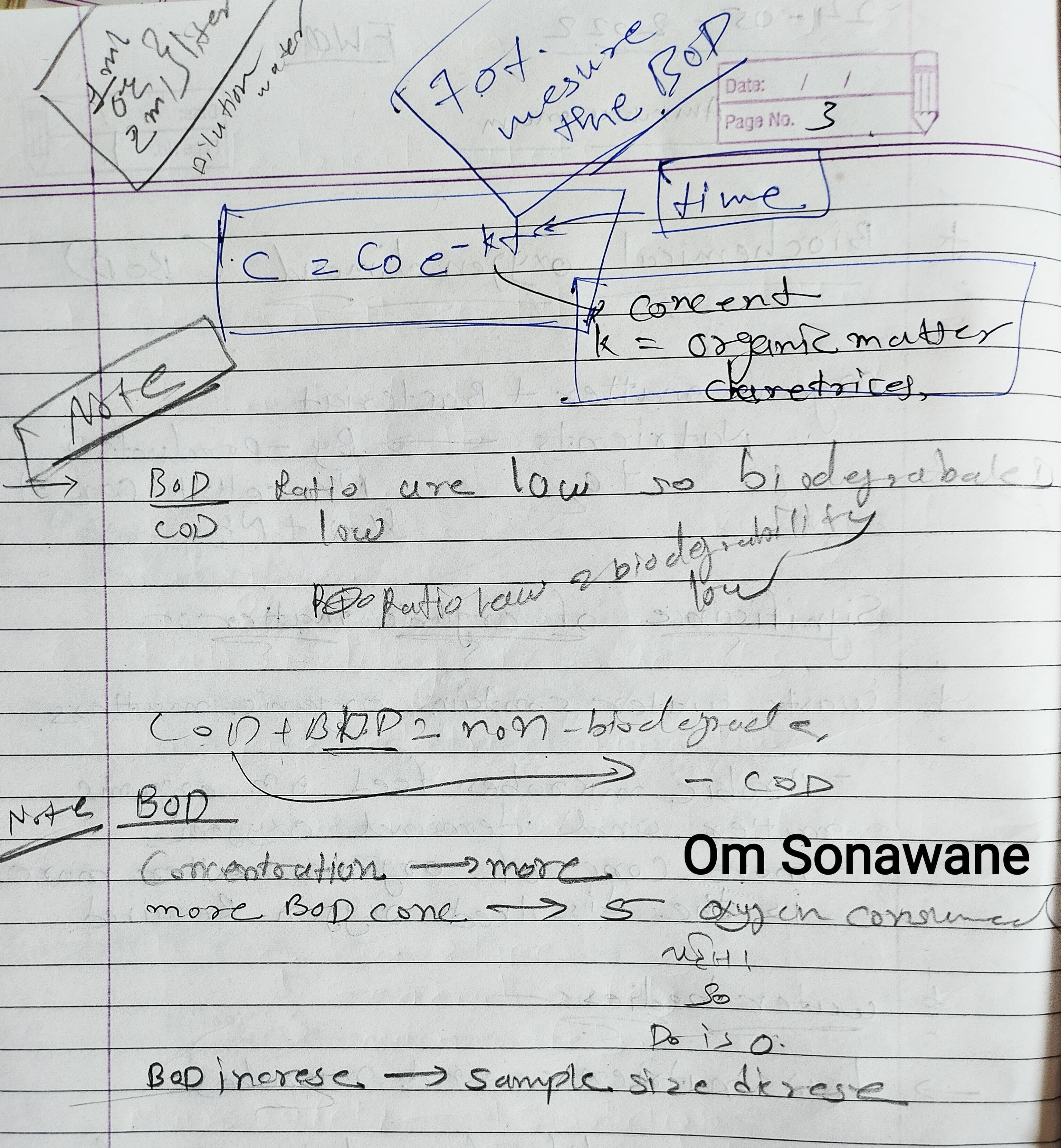 BIOCHEMICAL OXYGEN DEMAND My Nots