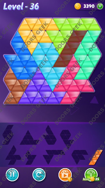 Block! Triangle Puzzle 9 Mania Level 36 Solution, Cheats, Walkthrough for Android, iPhone, iPad and iPod