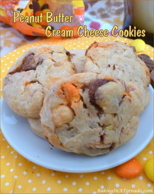 Peanut Butter Cream Cheese Cookies | recipe developed by www.BakingInATornado.com | #recipe #cookies