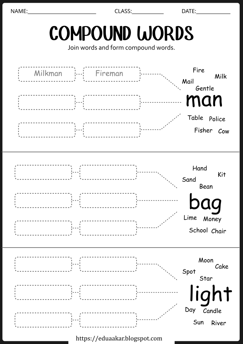 Form Compound Words Worksheets