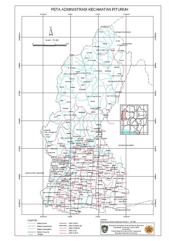 Peta Kecamatan Pituruh, kabupaten Purworejo. Untuk high resolusi klik 