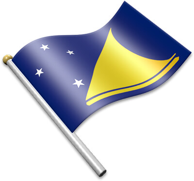 The Tokelauan flag on a flagpole clipart image