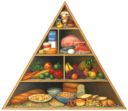 five food groups pyramid. six food groups pyramid.