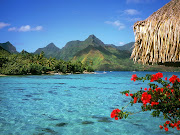 Most of the island's tourist destinations are centered around aquatic . (tranquil lagoon bora bora island french polynesia)