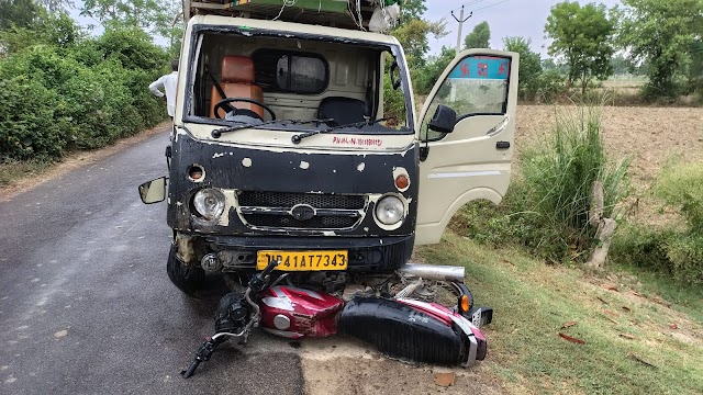 Barabanki: हाफ डाले ने बाइक में मारी टक्कर, कई मीटर घसीटता चला गया युवक, हालत गंभीर