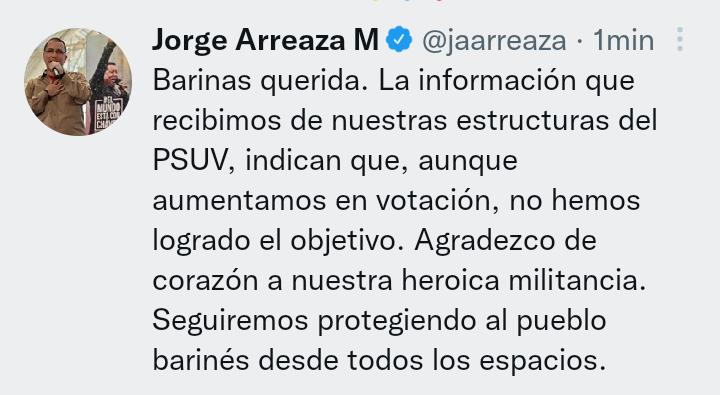 ULTIMA HORA: Antes de dar resultados Jorge Arreaza reconoce su derrota