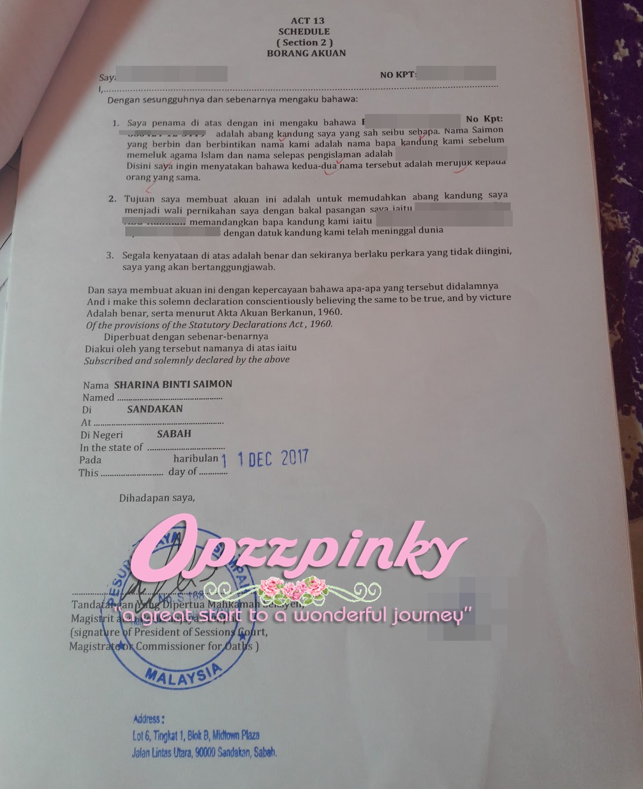 Contoh Surat Akuan Pindahan Wali Opzzpinky