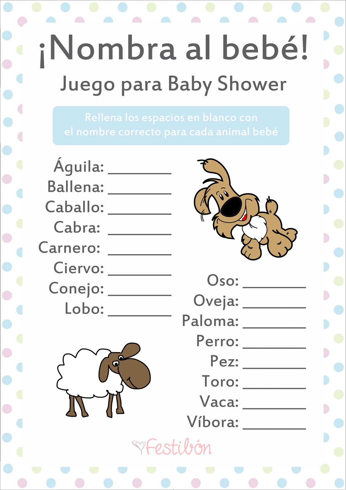 Juegos imprimibles para baby shower con respuestas - Imagui