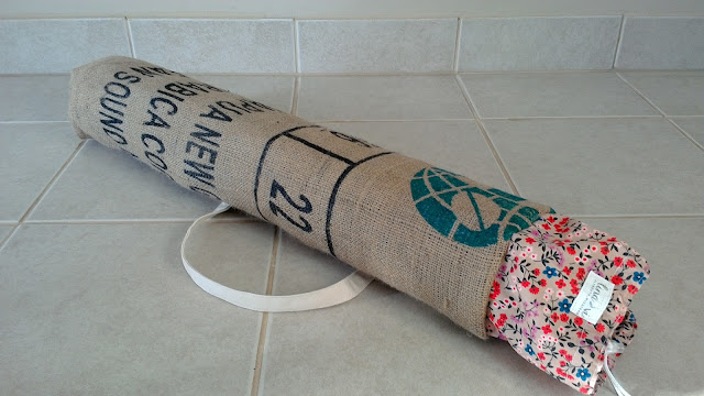 Burlap Coffee Bean Sack Yoga Mat Bag Floral by Lina and Vi Plymouth MI