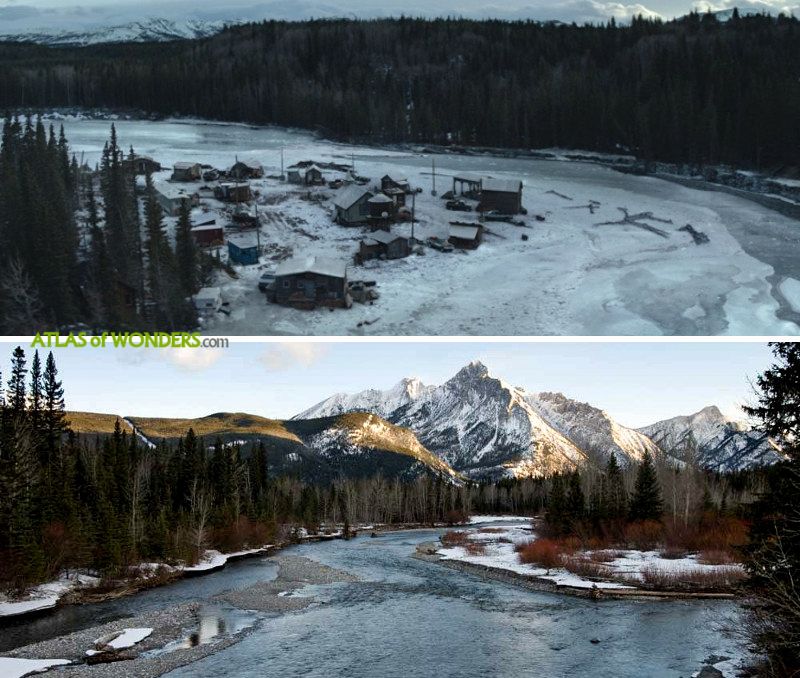 Town settlement and the river