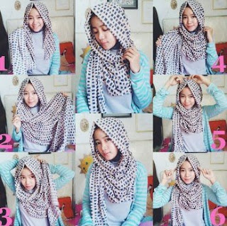 Tutorial hijab pashmina sifon motif simple