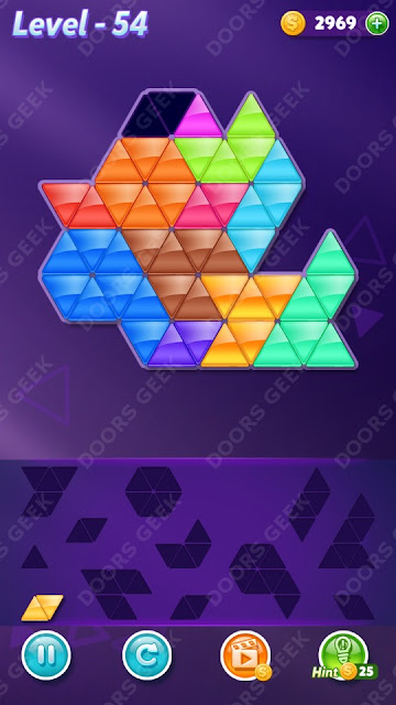 Block! Triangle Puzzle 12 Mania Level 54 Solution, Cheats, Walkthrough for Android, iPhone, iPad and iPod