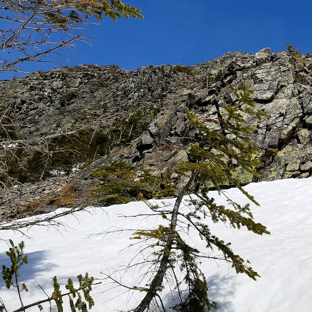 Early Spring ascent of the Mount Flume Talus Slide