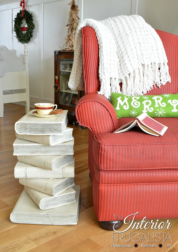 Funky Stacked Book Table Makeover