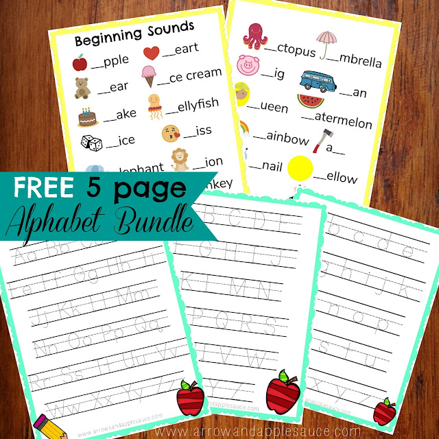 free printable five page alphabet tracing beginning sounds worksheets