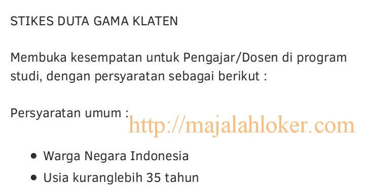 Lowongan Kerja Dosen Farmasi & Keperawatan Stikes Duta 