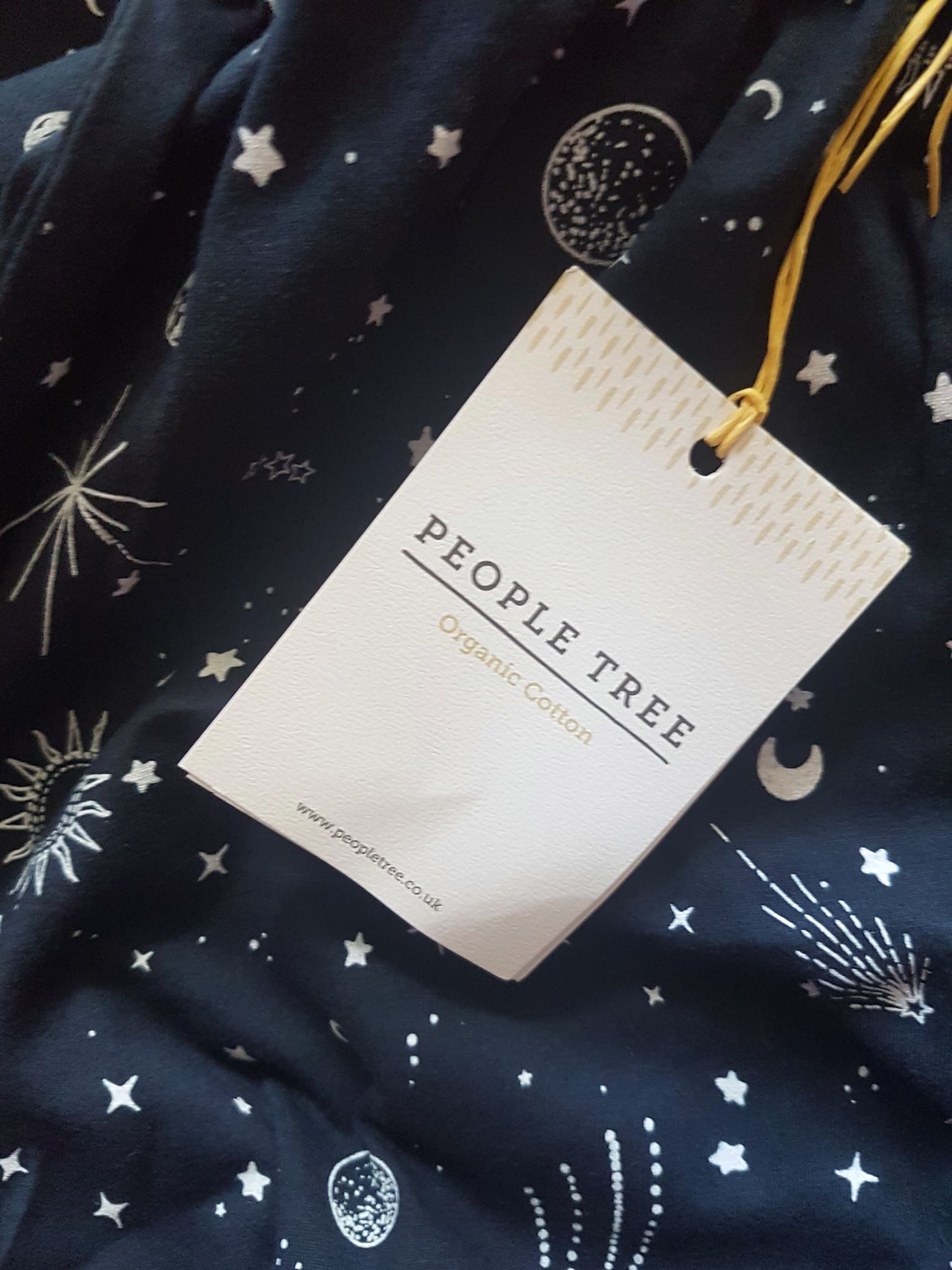 organic cotton navy blue pyjama bottoms with stars and constellations from People Tree