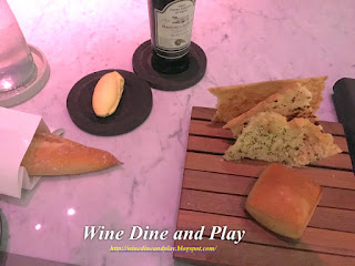 The bread display had French rolls with a baguette, and three flatbreads of dill, garlic, and cheese 