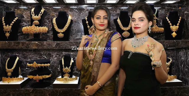 Models Showcasing Temple Jewellery