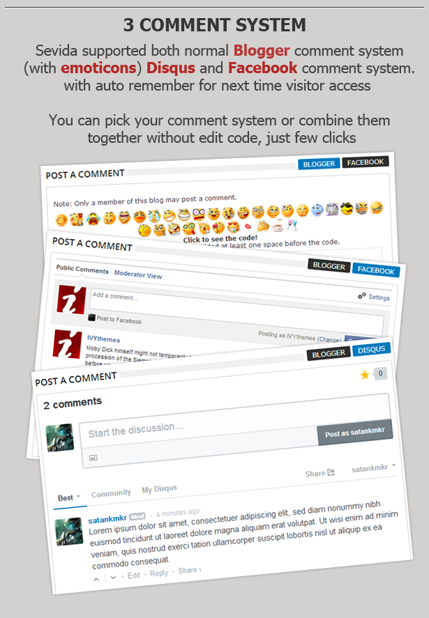 >Sevida Blogger Template Features Comment System