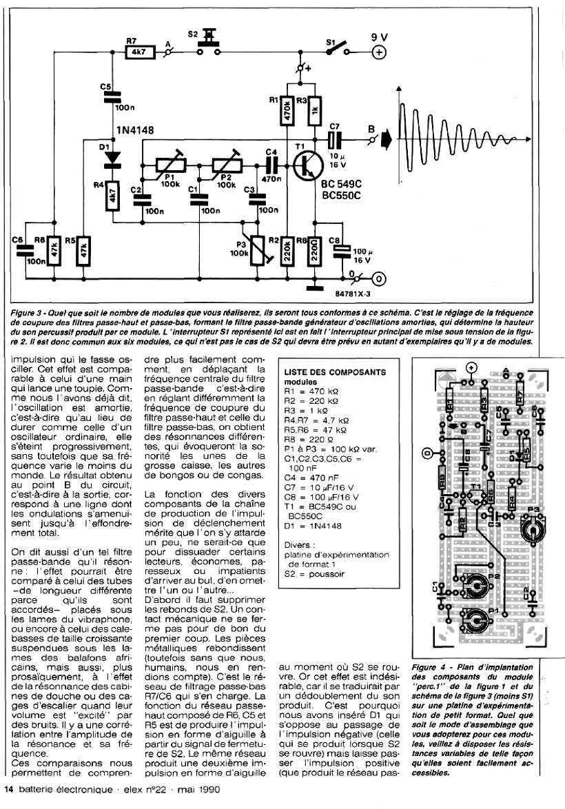 ÉLETRONIQUE ELEX n.22 Mai-1990 MINI BATERIA ELETRÔNICA