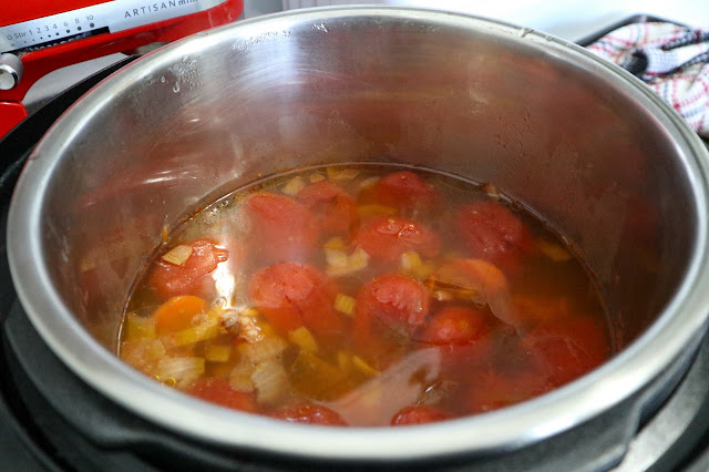 water until it covers the bones and instant pot is halfway full