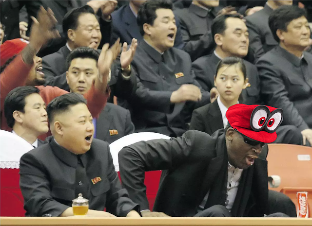 Dennis Rodman Kim Jong-un Cappy Super Mario Odyssey red hat cap captured possessed Mario & Sonic at the PyeongChang 2018 Olympic Winter Games