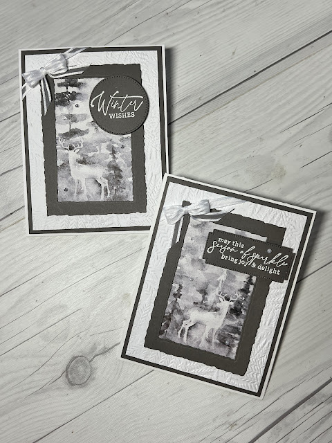 Winter-themed greeting card using the Stampin' Up! Winter Meadow Suite