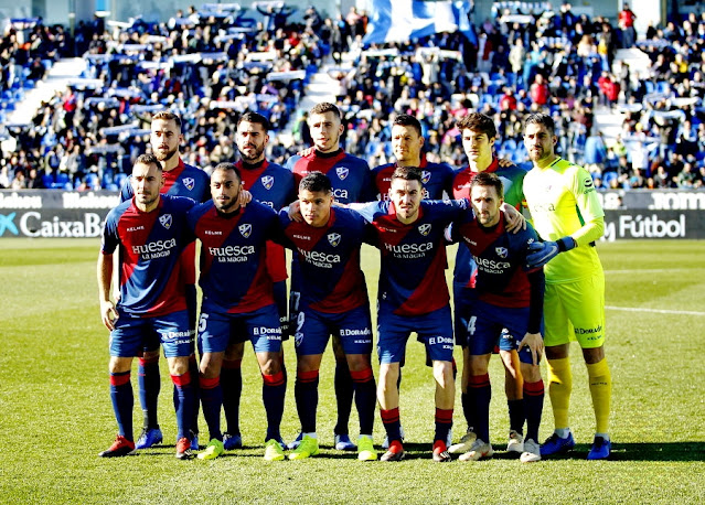 S. D. HUESCA. Temporada 2018-19. Pulido, Pablo Insúa, Christian Rivera, Musto, Melero y Santamaría. Ferreiro, Carlos Akapo, Cucho Hernández, Moi Gómez y Jorge Miramón. C. D. LEGANÉS 1 🆚 S. D. HUESCA 0. Sábado 12/01/2019, 13:00 horas. Campeonato de Liga de 1ª División, jornada 19. Leganés, Madrid, España, estadio de Butarque: 10.341 espectadores. GOLES: ⚽1-0: 73’, En-Nesyri.