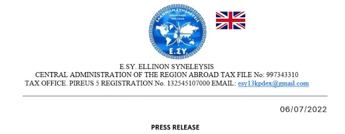 PRESS RELEASE 06/07/2022 E.SY. ELLINON SYNELEYSIS CENTRAL ADMINISTRATION OF THE REGION ABROAD