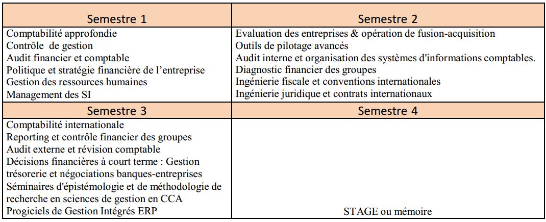 Master Comptabilité Contrôle Audit (CCA) Faculté 