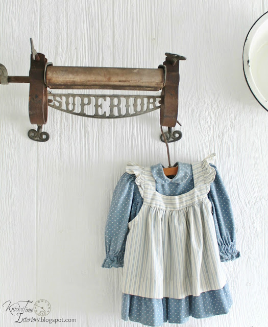 Antique Clothes Wringer Laundry Room Remodel Vintage Baby Dress via http://knickoftimeinteriors.blogspot.com/