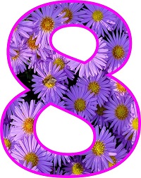 número 8 bonito con flores en su interior