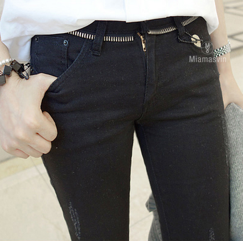Zip Detail Skinny Jeans
