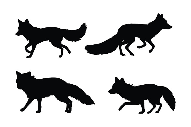 Foxes walking silhouette set vector free download