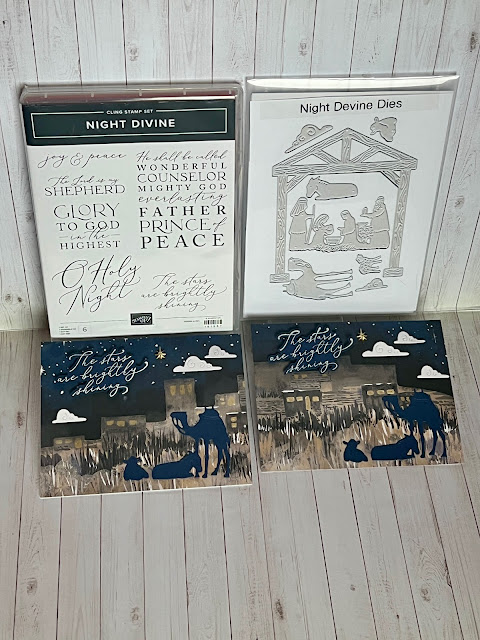 Stampin' Up! Night Divine Stamp Set and Dies used to create Christmas Cards