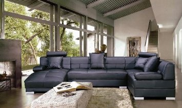 TOSH Furniture Modern Leather Furniture Row Couch Sofa