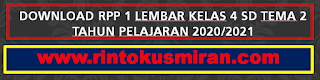 Download RPP 1 Lembar Kelas 4 SD Tema 2 Tahun Pelajaran 2020/2021