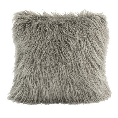 Gray Mongolian Fur Pillow by HiEnd Accents, HomeMax