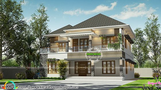 2520 sq-ft 4 bedroom modern sloping roof home