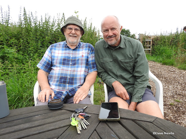 Dave Neville, post author seated left, with Chris Hill of the Leicestershire and Rutland Wildlife Trust on the right